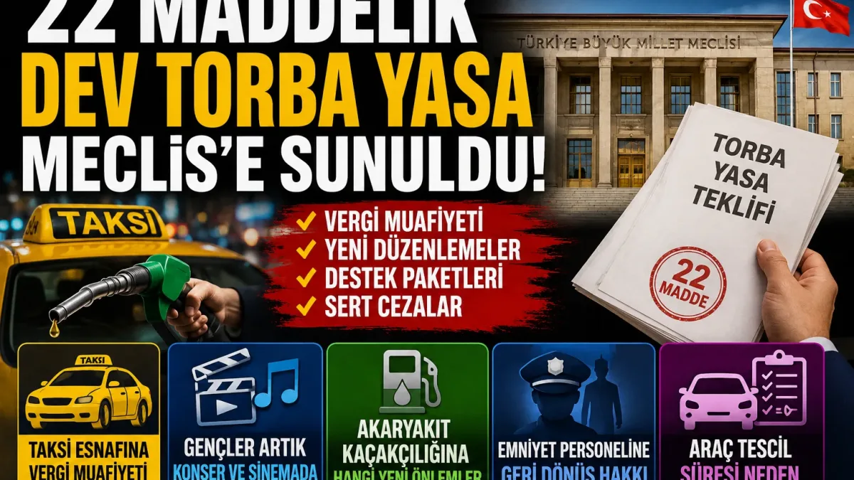 22 Maddelik Dev Torba Yasa TBMM’ye Sunuldu! Vergi, Trafik ve Emniyette Kritik Düzenlemeler