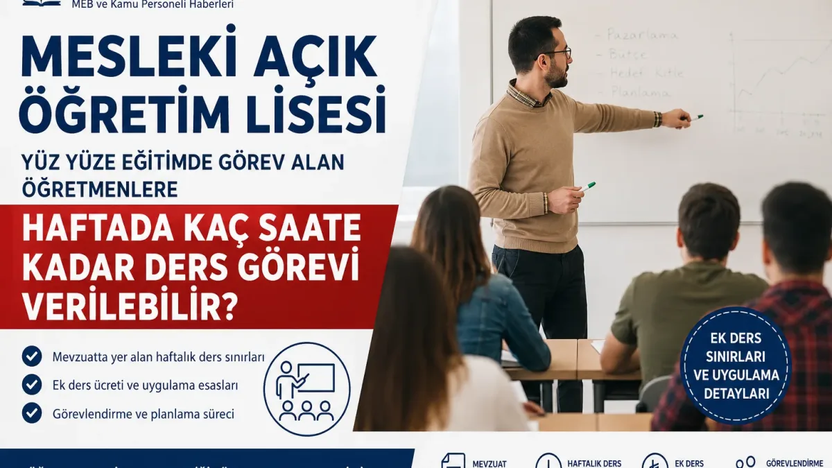 Mesleki Açık Öğretim Liselerinde Öğretmenlere Haftada Kaç Saat Ders Görevi Verilebilir?