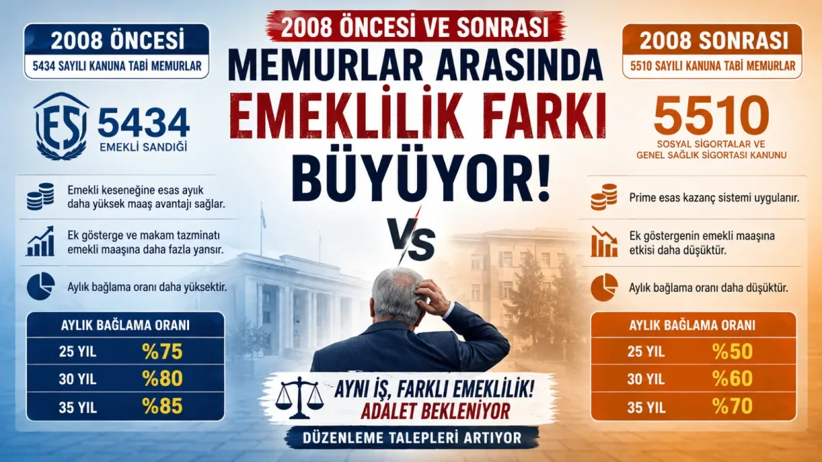 2008 Öncesi ve Sonrası Memurlar Arasındaki Emeklilik Farkı Büyüyor