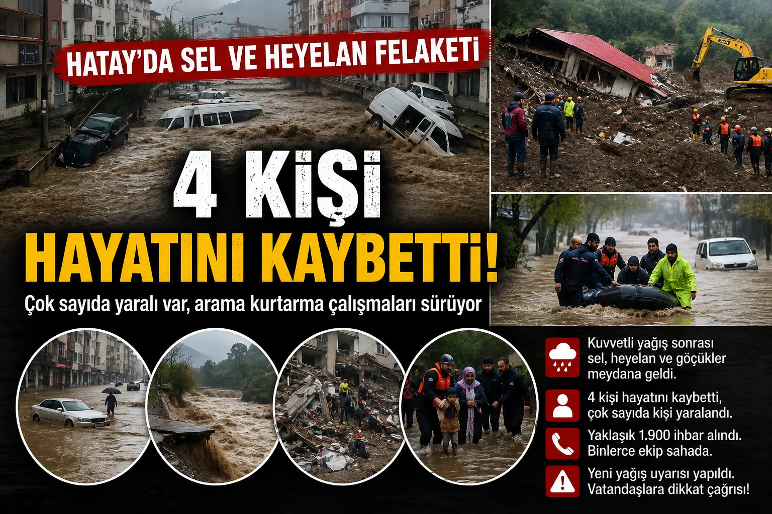 Hatay’da Sel ve Heyelan Faciası: 4 Kişi Hayatını Kaybetti