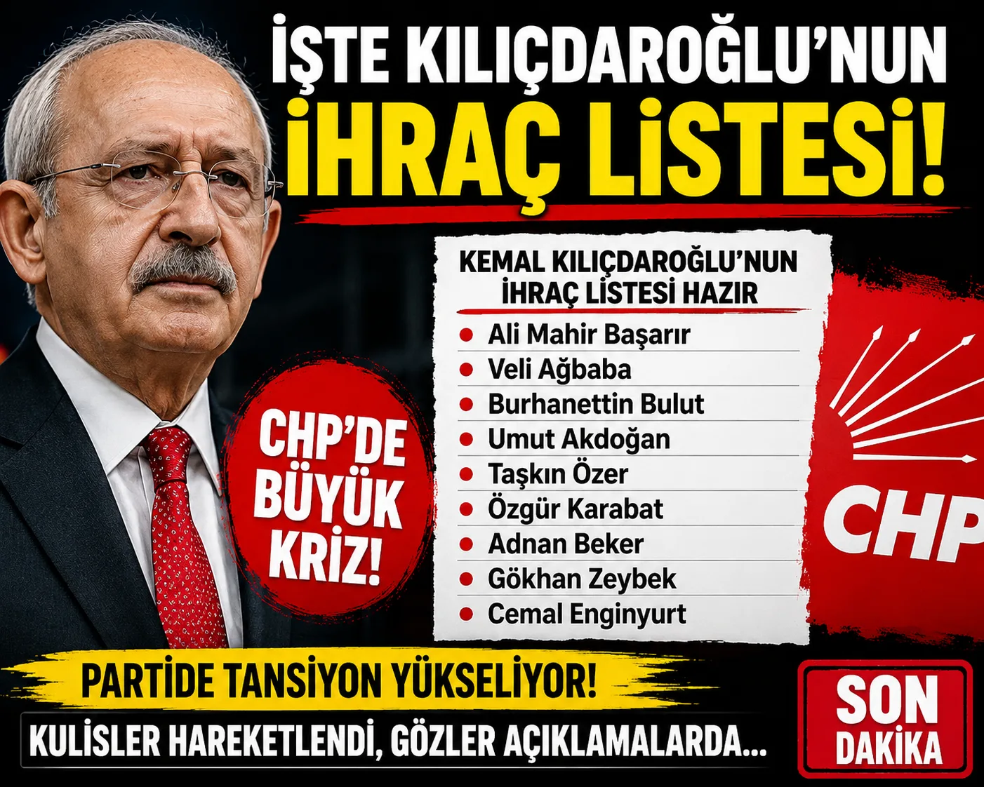 CHP’de Büyük Kriz İddiası: “Kılıçdaroğlu’nun İhraç Listesi Hazır”
