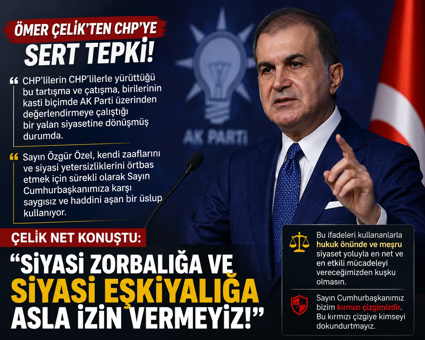 Ömer Çelik’ten CHP’ye Sert Tepki: “Siyasi Zorbalığa ve Eşkıyalığa İzin Vermeyiz”