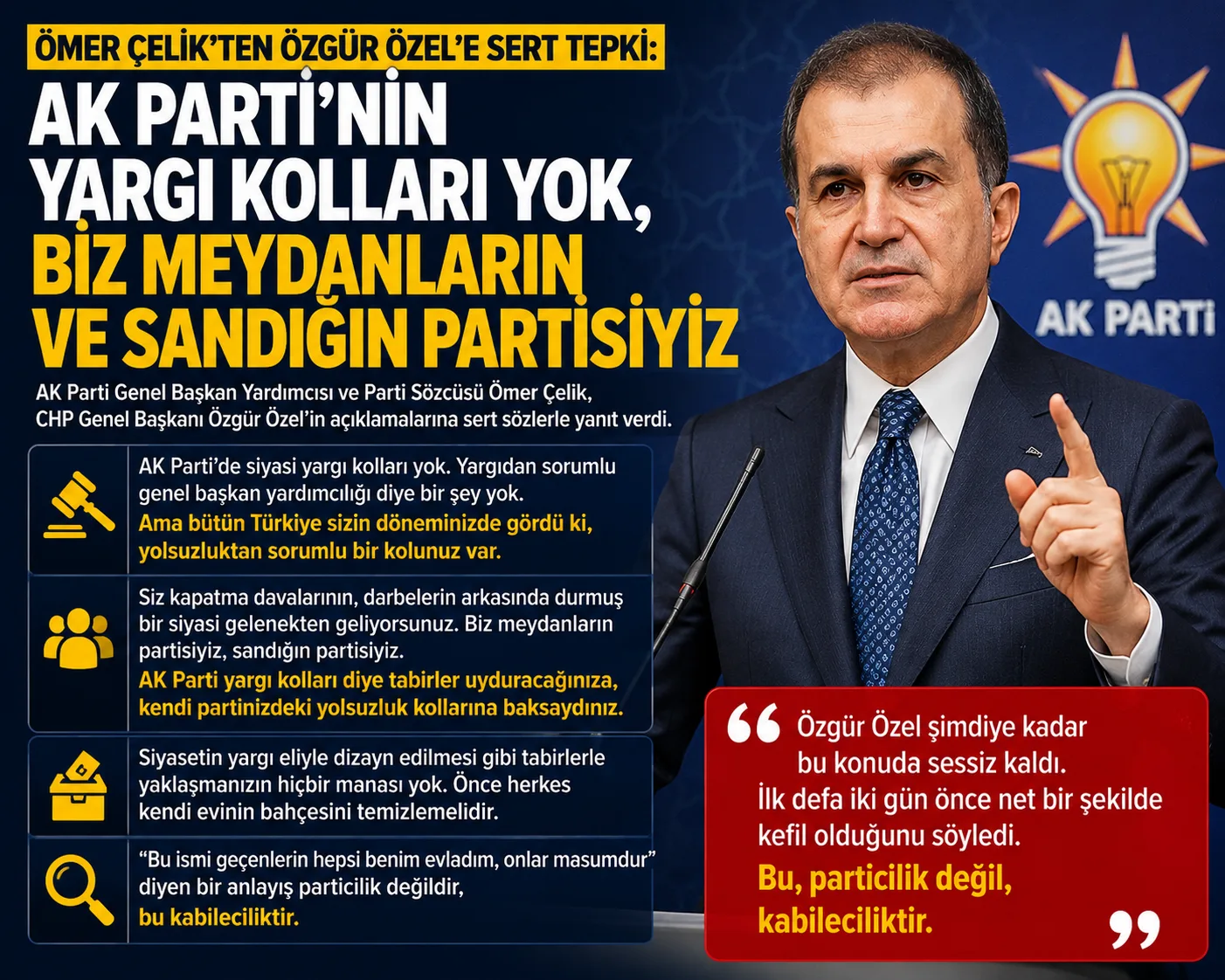 Ömer Çelik’ten Özgür Özel’e Sert Tepki: “AK Parti’nin Yargı Kolları Yok”