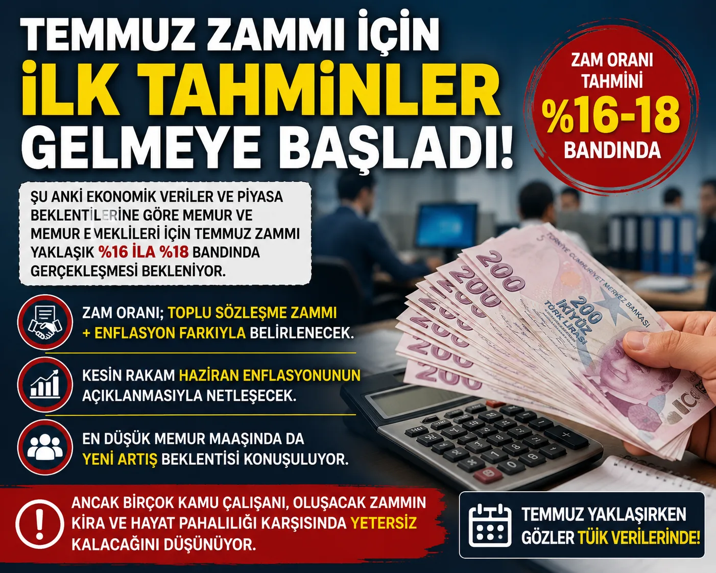 Memur ve Emekliye Temmuz Zammı İçin İlk Tahminler Gelmeye Başladı